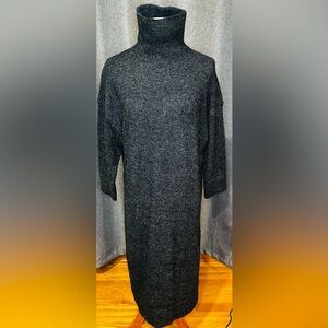 ZARA Knit Charcoal Gray Turtleneck Sweater Midi Dress | Women’s Medium